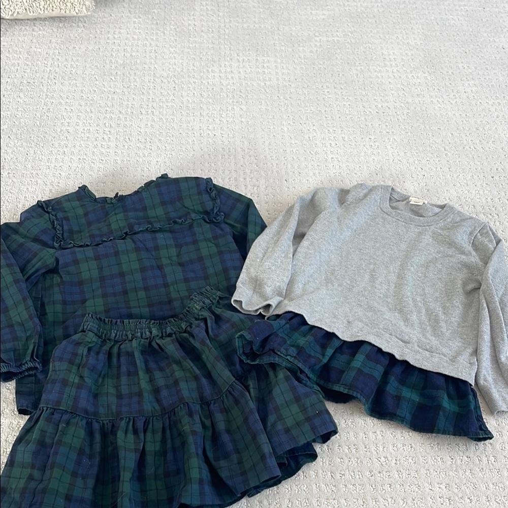 Crewcuts Plaid Ruffle Skirt and Top Set